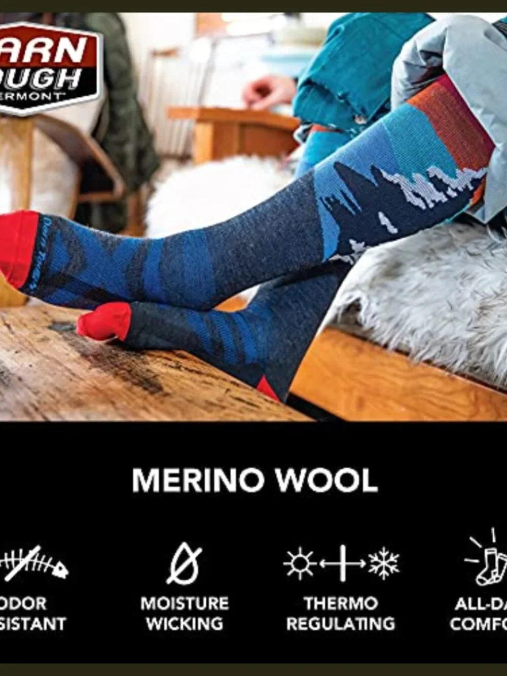 Merino Wool Over-The-Calf Midweight Cushion Athletic Socks Made in USA